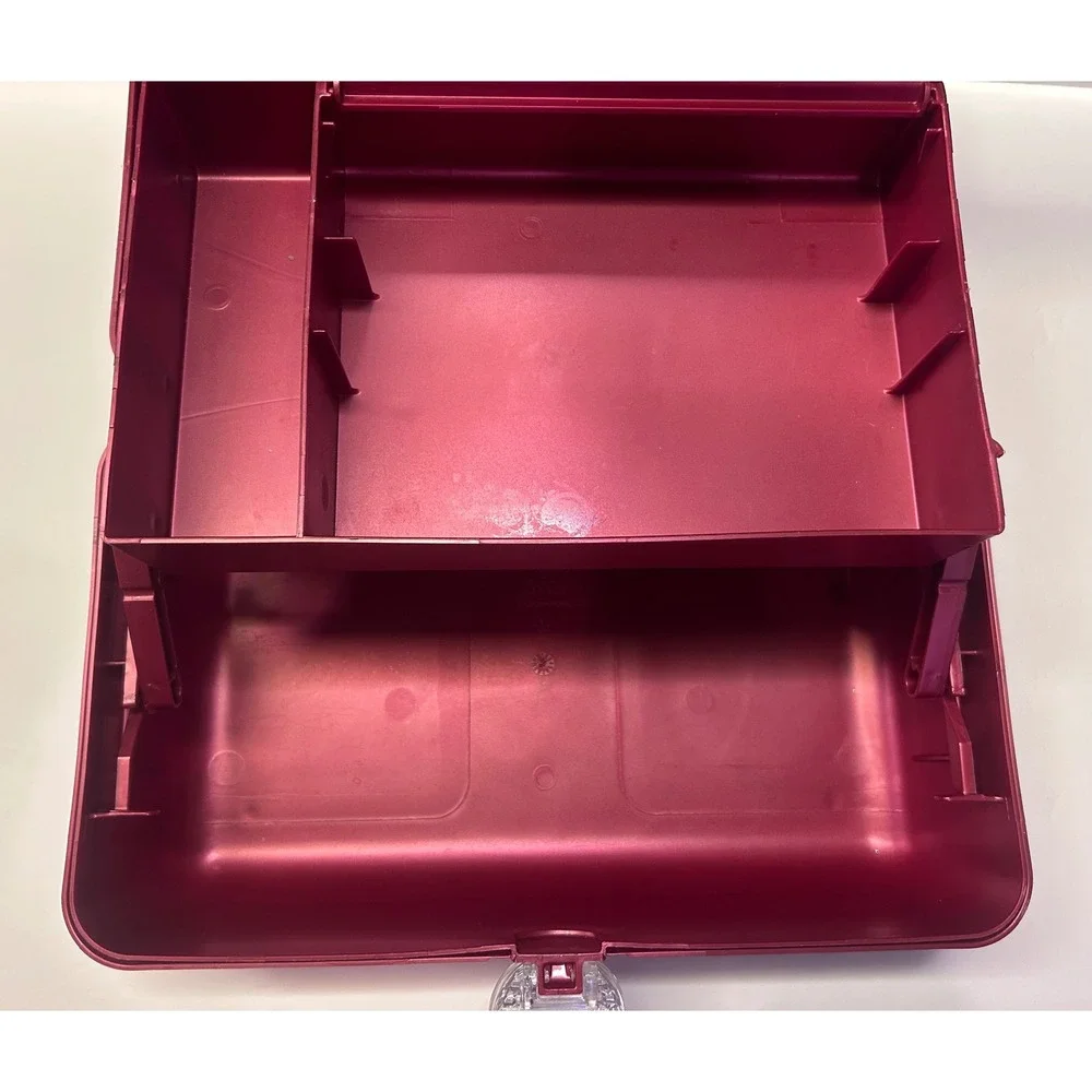 Caboodles Makeup Case Burgundy Train Cosmetic Organizer Mirror 12